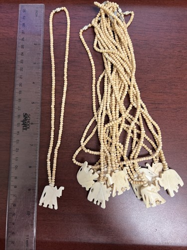 12 STRANDS BEIGE ELEPHANT BUFFALO BONE BEAD JEWELRY MAKING CRAFTS LOVE NECKLACES - Picture 5 of 5