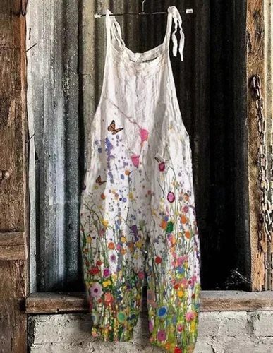 Mono holgado boho de mujer talla grande mono verano retro peto pantalones harén DE - Imagen 73 de 73