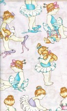 VINTAGE  DAISY KINGDOM "BALLERINA BABIES"- WHITE BACKGROUD - 2YD 29" - 101"X44"