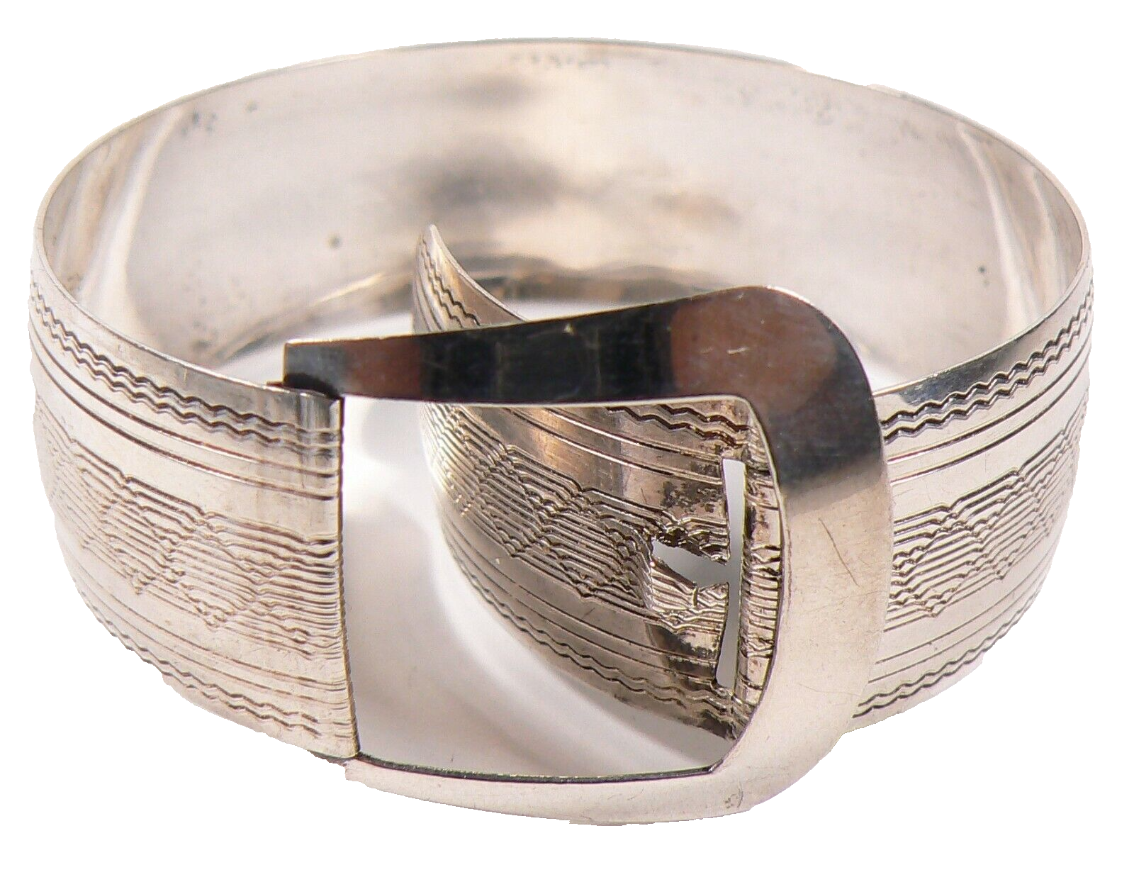 Sterling Silver Birks Etched Bracelet Belt Buckle Circa 1905 #14371q-image