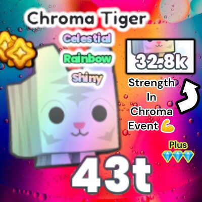 Pet Simulator 99. Shiny Rainbow Chroma Tiger + 2M Diamonds. PS99. Same Day. 