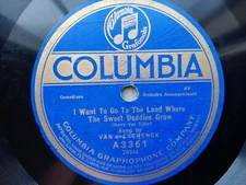 Van and Schenck 78rpm Single 10-inch Columbia Records #A 3361 I Want To Go To...