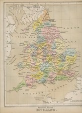 MAP GB ENGLAND & WALES 1879 embossed map from Plastic School Atlas 29,5cmx24,5cm