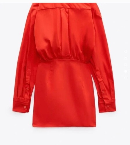 NWT ZARA SS21 POPLIN SHIRT DRESS RED 7385/331 | eBay
