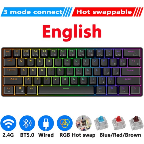 Wireless Mechanical Keyboard Tri-Mode BluetoothRGB Backlit 61 Key Gamer Keyboard - 第 9/35 張圖片