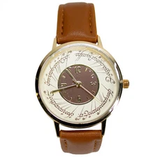 Lord of The Rings Watch Face with Leather Printed Band Brown
