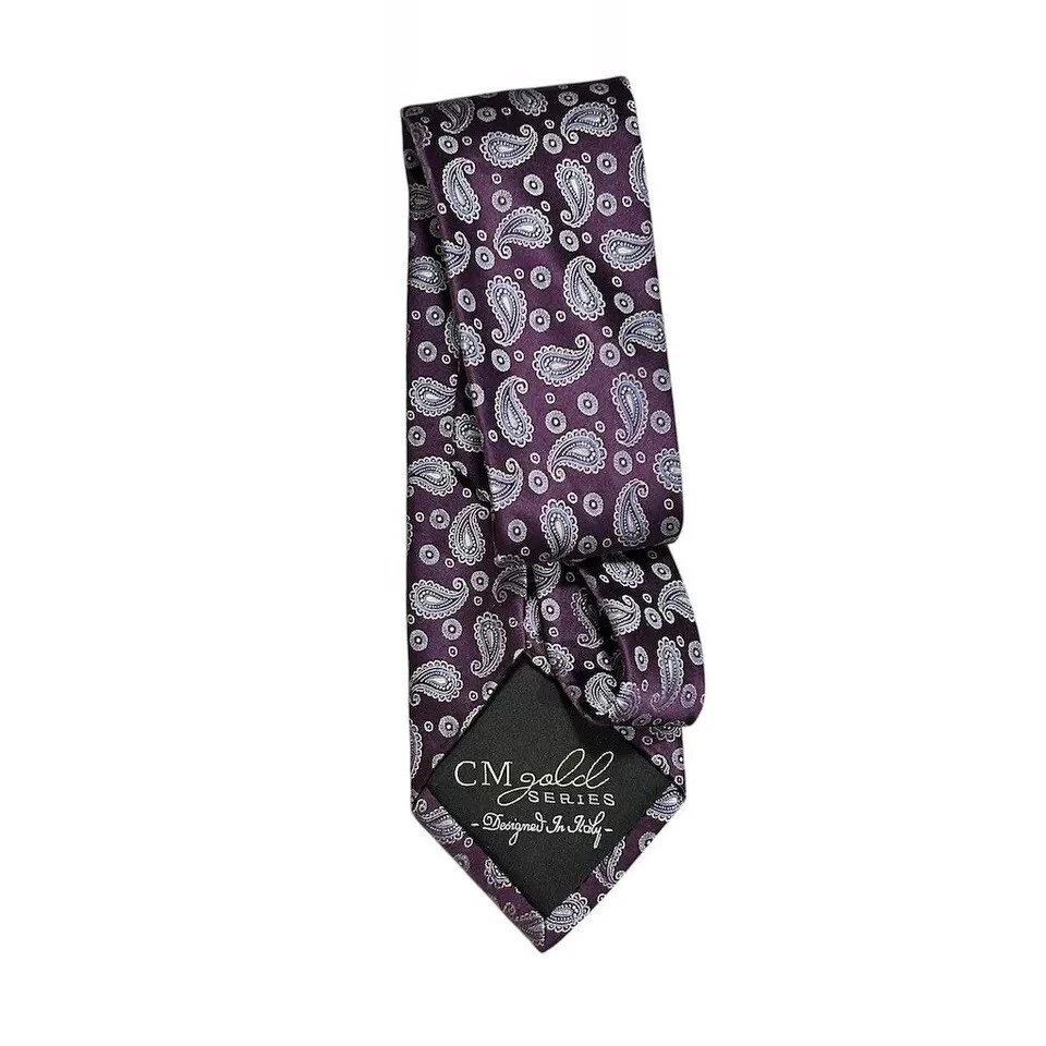 Juego de corbata y cuadrado de bolsillo de cachemira púrpura serie CM Gold para hombre Foto 2 de 4