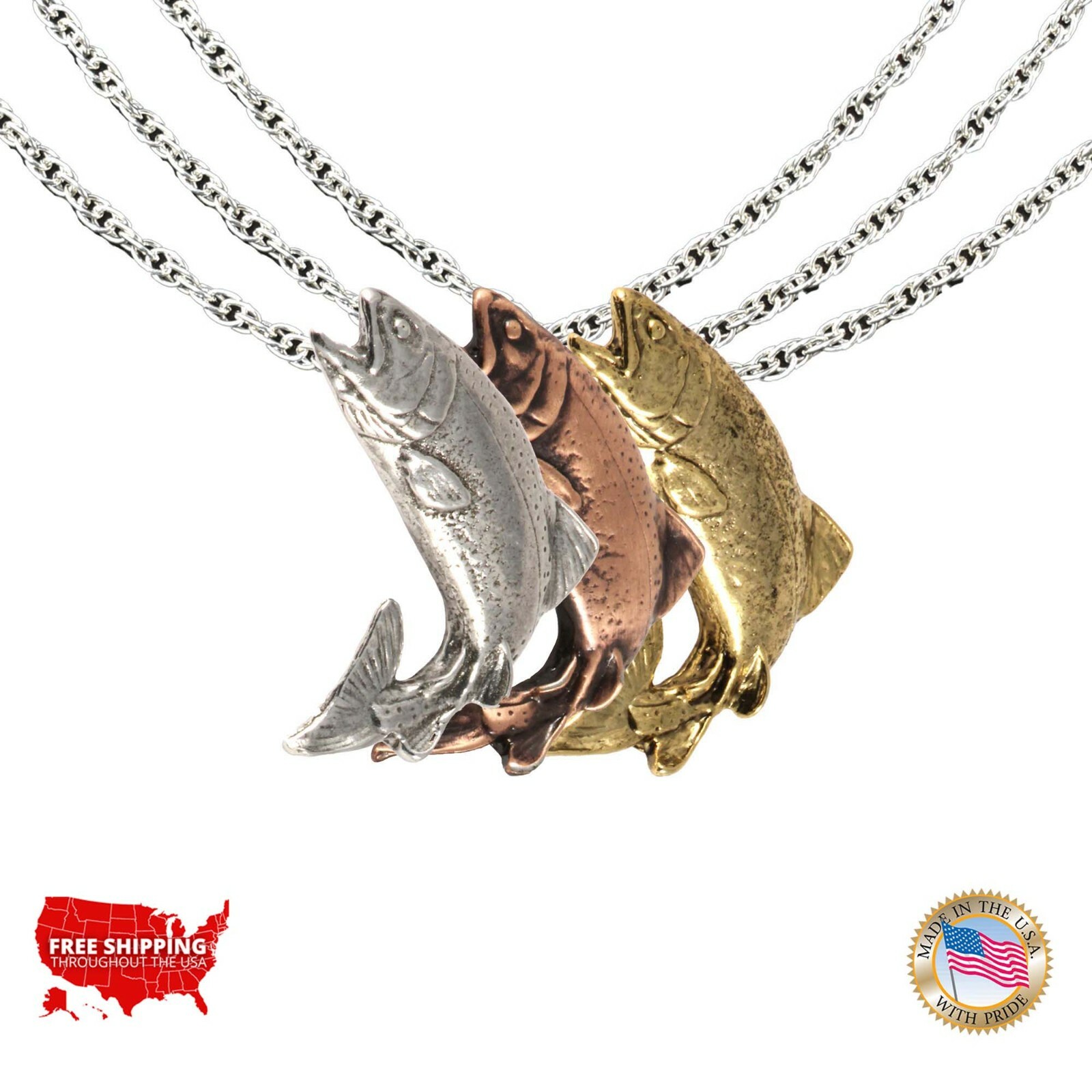 Freshwater Fish Necklaces Pendants Rainbow Trout Salmon Steelhead Bass