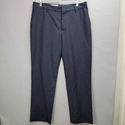 JIL SANDER VIRGIN WOOL/MOHAIR/POLYESTER PINSTRIPE TROUSER, SIZE 42