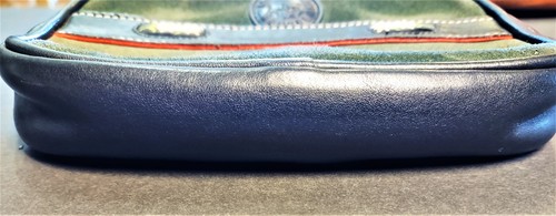 Vintage MICHEL JORDI 5""x7"" Umhängetasche/Gürteltasche grün Wildleder schwarz Leder EUC - Bild 7 von 10