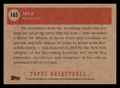 2005-06 Topps 1952 Style Jay-Z RC Rookie #165 JX2724 - Picture 2 of 2