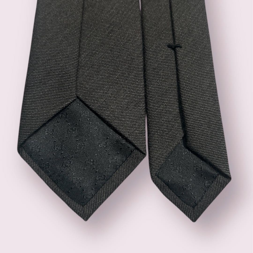 Gucci Necktie Tie 100% Silk Dark Brown G Logo Bee 2.8 inches From Japan thumbnail 5