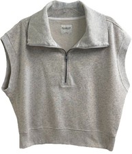ABERCROMBIE  FITCH Soft A F Collection L 1/2 Zip Sweatshirt Cropped Vest Gray