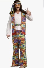 Halloween Hippie Costume Adults 70s Hippy Costume Fits Up To Sz XXL