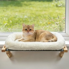 Cat Sill Window Perch Sturdy Hammock Cushion Wood Metal Frame Adjustable