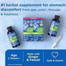 Mommy's Bliss Gripe Water Original Double Pack 2x 4oz Colic Gas Hiccups Relief