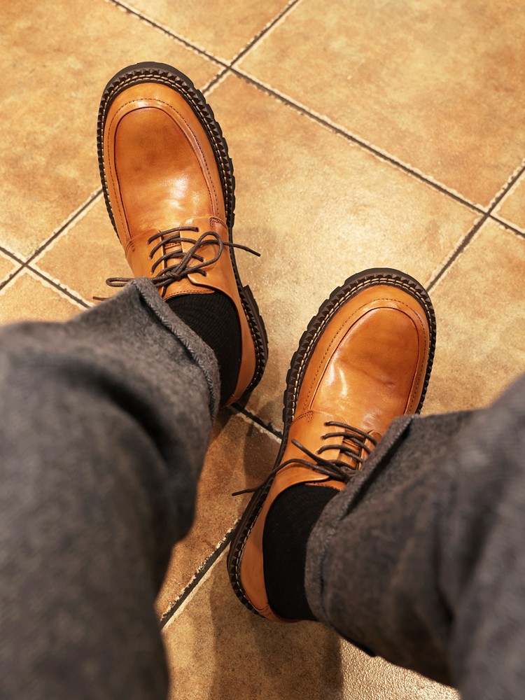 SAOLA Scarpe derby matrimonio stringate abito formale pelle di cavallo punta tonda uomo vera pelle tg