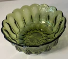 Anchor Hocking Green Bowl Flower Petals Scalloped Edge
