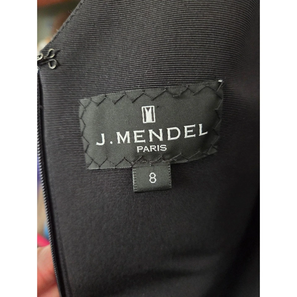 J. Мендель синий и черный орхидеи шелковое платье размер 8 роскошь авангард официальный - Изображение 3 из 4