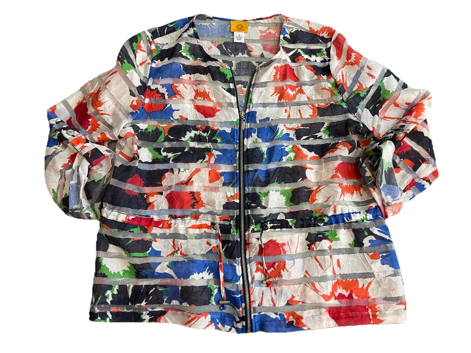 Ruby Rd. Burnout Sheer Zip Jacket Paint Splatter … - image 7