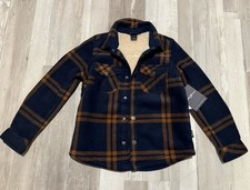 NWT EDDIE BAUER KIDS BOYS BLUE PLAID FLANNEL SHERPA LINED SHIRT JACKET Sz. 6