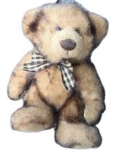 Russ Berrie Madison Teddy Bear Plush Stuffed Animal Brown Plaid Bow Tie Soft 11"