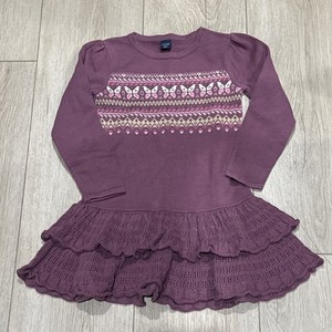 Baby Gap Toddler 2T Fair isle Sweater Dress Winter Holiday Purple Ruffle