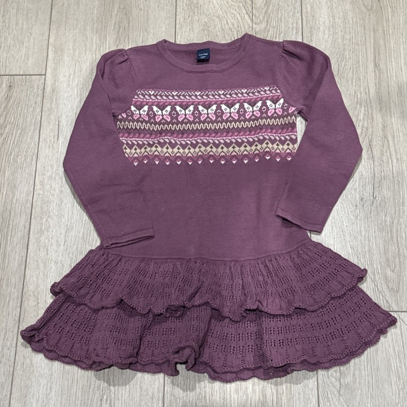 Baby Gap Toddler 2T Fair isle Sweater Dress Winter Holiday Purple Ruffle