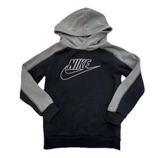 Nike Youth Large Hoodie Navy Gray Swoosh Logo Pullover Sweatshirt