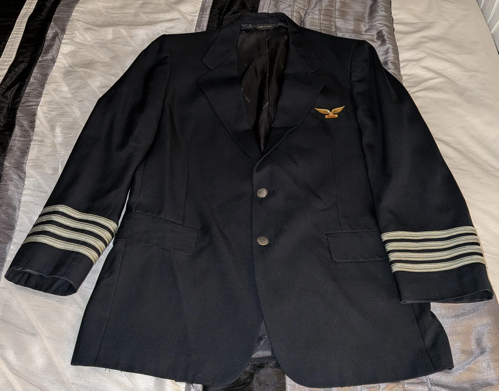 US AIR AIRLINE S PILOT'S VTG ORIGINAL CAPTAINS FULLY LINED CUSTOM JACKET JKT !!! image 3