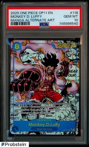 2025 One Piece OP11 EN Manga Alternate Art #118 Monkey D. Luffy PSA 10 GEM MINT