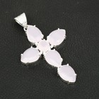 Rose Chalcedony Gemstone Handmade Cross Pendant Jewelry For Women 2.64" AP-45921