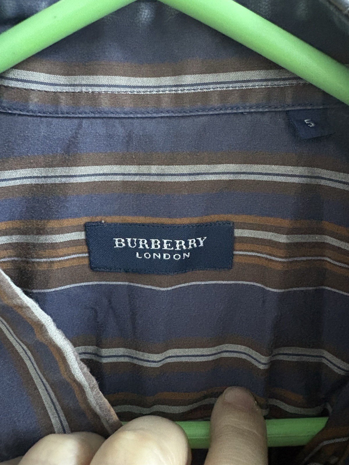 Burberry London Mens Shirt - Size 5 L/XL 100% Cotton - Striped - Genuine image 7