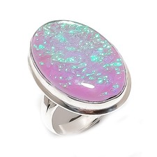 Natural Pink Triplet Opal Gemstone 925 Sterling Silver Jewelry Ring Size 9 Q509