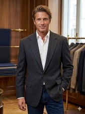 Corneliani Blazer Men's 44L Italy Wool Cashmere Black Luxury Designer Jacket
