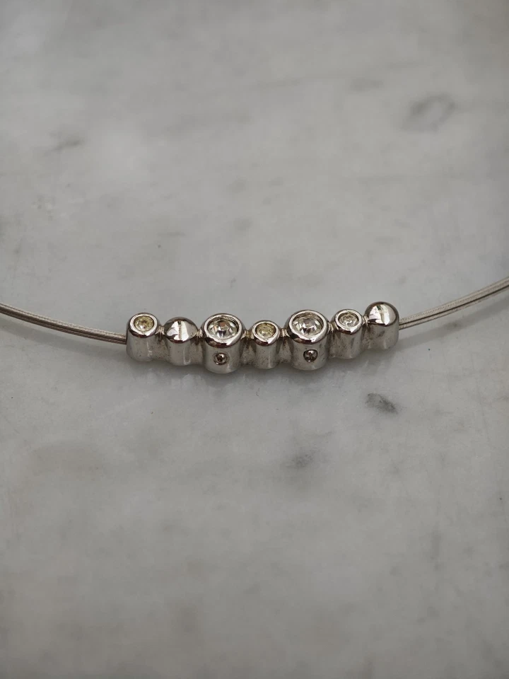 Pierre Lang Collier Halsreif Silber Steinchen Elegant - Bild 4 von 4