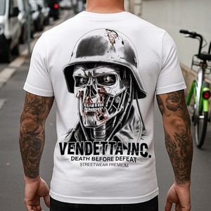 Vendetta Inc. Herren Shirt Iron Skull Weiß T-Shirt S–5XL Urban Streetwear NEU