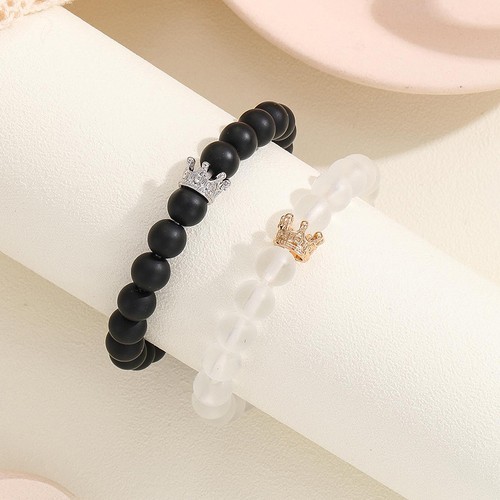 2Pcs Fashion Magnet Beaded Heart Bracelet Heart Glow In The Dark Couple Bracelet - Picture 3 of 4