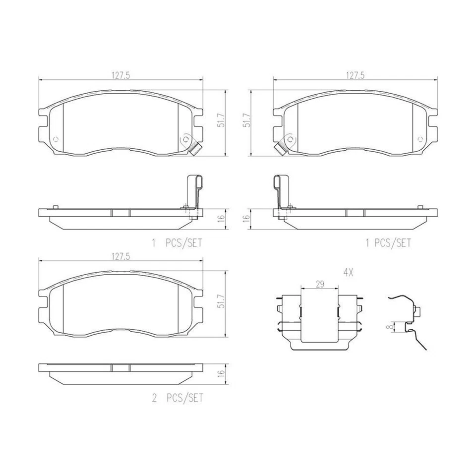 Kit de pastillas de freno delanteras Brembo de cerámica para Chrysler Dodge Eagle Mitsubishi Plymouth Foto 3 de 3
