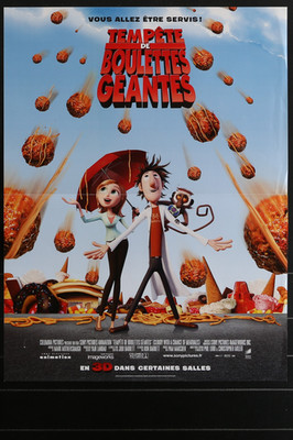 CLOUDY WITH A CHANCE OF MEATBALLS Original French Movie Poster 2009 Phil Lord