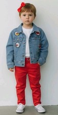 Disney Tutu Couture Girls Patches Minnie Mouse Jean Jacket Long Sleeve SZ 2T