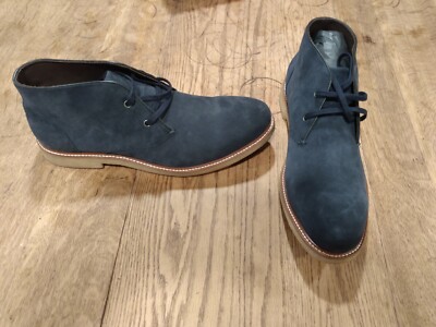  Bloomingdale's Suede Lace Up Chukka Men Boots 10.5 Dress Shoes Navy BARELY WORN