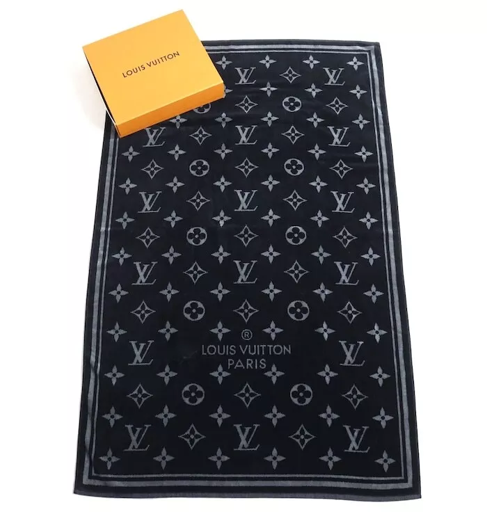 Louis Vuitton Beach Bath Towel Monogram Eclipse M73417 Cotton 