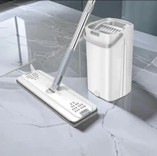 Mop and Bucket Set for Floor Cleaning Microfiber Wringer System Long Handle