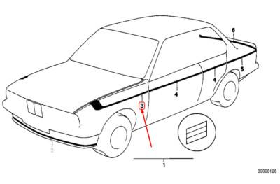 NEU BMW 3 E30 Kotflügel vorn links M-Technic Dekorstreifen 51141932213 ORIGINAL
