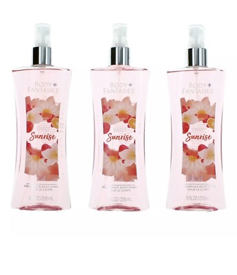 3 PACK Body Fantasies Signature Fragrance Body Spray, Sweet Sunrise Fantasy, 8oz