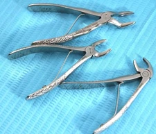 NEW 3 GERMAN STAINLESS DENTAL TOOTH EXTRACTING FORCEPS PEDO  #DEFF#DEFB#DEFH