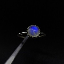 Statement Ring Top White Rainbow Moonstone 925 Sterling Silver Handmade Jewelry