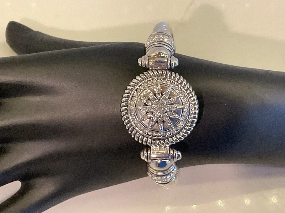 Vintage Rope Bracelet W/Rotating Bright White Rhinestone Sun, Beautiful Detail - Image 3 of 4