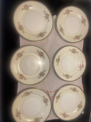 Rare Pattern M Japan Floral Set Of 6 Saucers 7 5/8'' Saucer Plates - Noritake